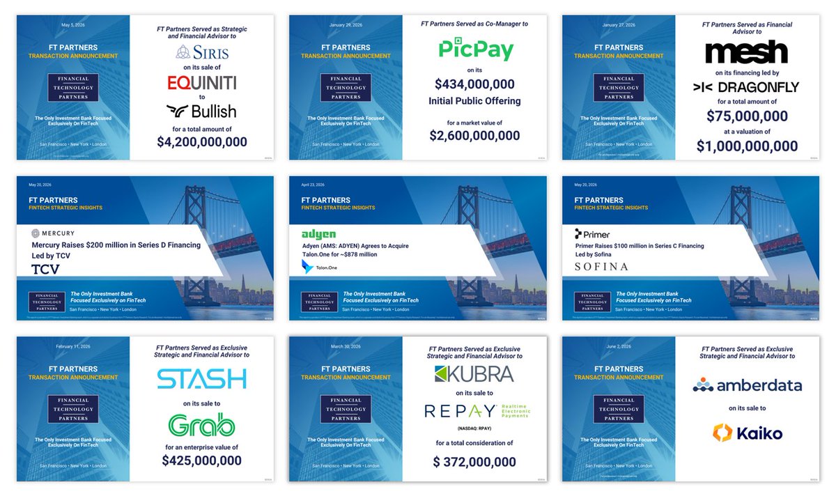 FTPartners's tweet photo. See all of @FTPartners Strategic Insights’ recently published #FinTech transaction profiles, interviews and in-depth reports here (for professional / institutional use only): https://t.co/r6u501yuJj https://t.co/0gF1hqffaD