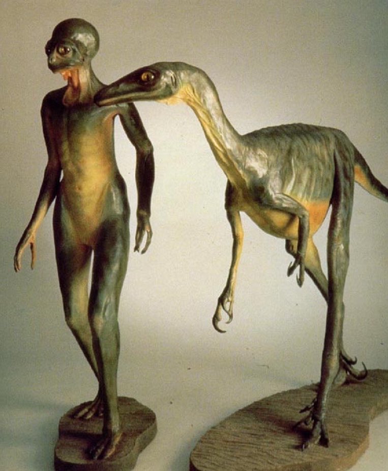 creepydotorg's tweet photo. If dinosaurs had never gone extinct 66 million years ago, Canadian paleontologist Dale Russell believed some may have continued evolving into intelligent, human-like creatures known as “dinosauroids.” https://t.co/zwcFH5eQe9