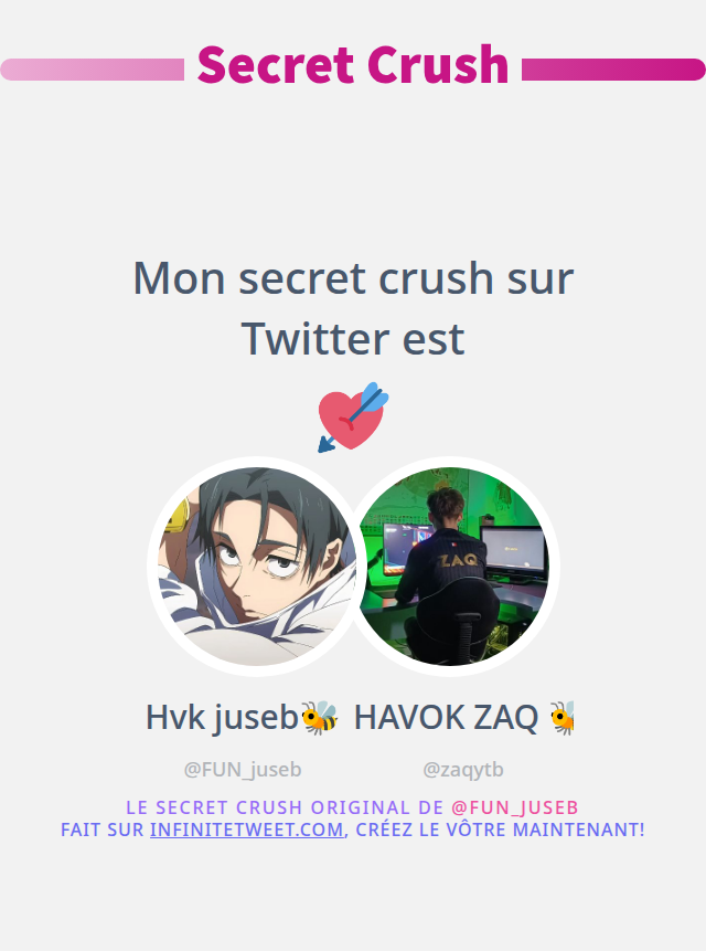 FUN_juseb's tweet photo. Mon secret crush sur Twitter est @zaqytb

➡️ https://t.co/qbxitywdzP https://t.co/er784GhLVy