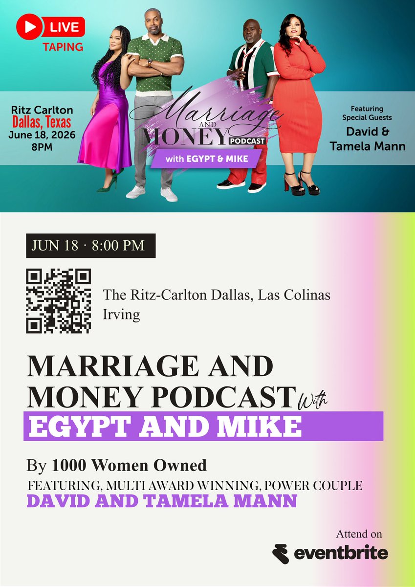 DJFADELF's tweet photo. DALLAS! TEXAS WHERE YA’LL AT!? We’re coming to give you a big hug! We’re bringing a live version of The Marriage and Money podcast. The award winning David and Tamela Mann will join us. Reserve your spot asap. Seats are limited. Tickets here: https://t.co/3tBQdlOlEl https://t.co/bfuQSFScmJ
