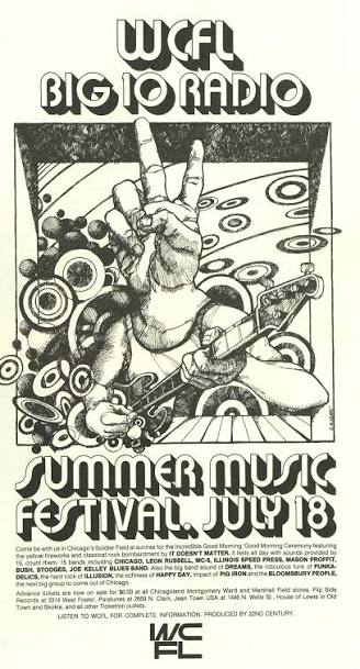 EricLabRat's tweet photo. I mostly follow Chicago music history groups on fb and one thing I've noticed was how much more interwoven rock, blues, and soul acts were in the '60s and '70s. 

Drooling over this 1970 bill for a one day festival at Soldier Field with MC5, The Stooges, and Funkadelic https://t.co/BBeSCks2Ry