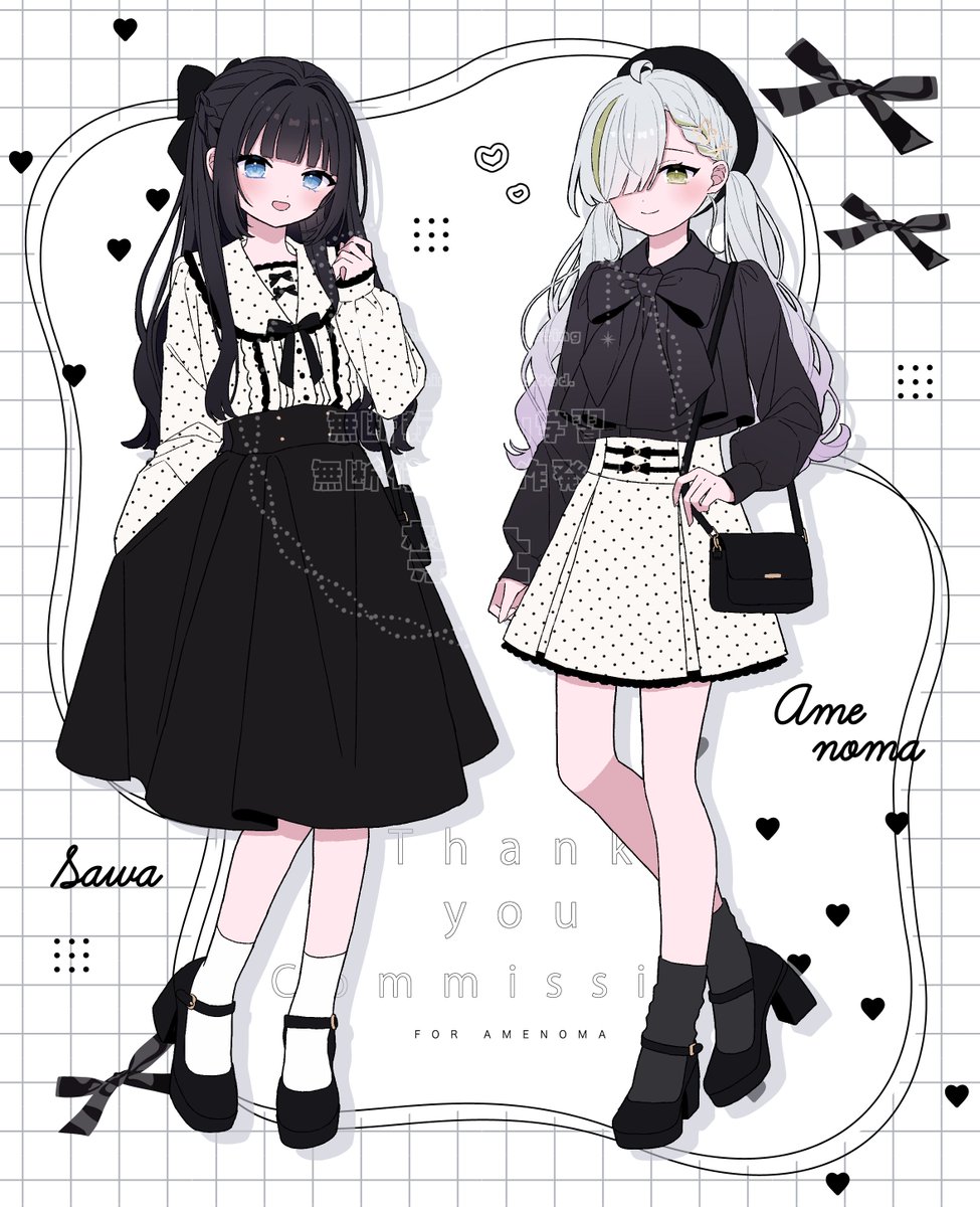 ame_noma's tweet photo. 雨とさわに、おでかけリンクコーデを着せていただきました🩶🩵（さわ https://t.co/9OXmFVXugw）

髪型のアレンジもすっごくかわいくてテンション上がっちゃいます(*'-'*)
カフェ巡りしたい気分❕

illustration🎨ィォ様 https://t.co/nT7KZxqdfB https://t.co/sX1xALMcrC