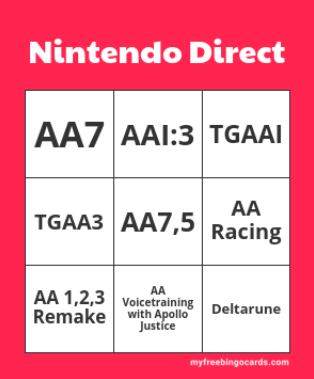 ThronForce's tweet photo. Nintendo DIrect Bingo Card🗣️🗣️🗣️🗣️🗣️🔥🔥🔥🔥🔥🔥🔥🔥 https://t.co/xuT854ZiT7