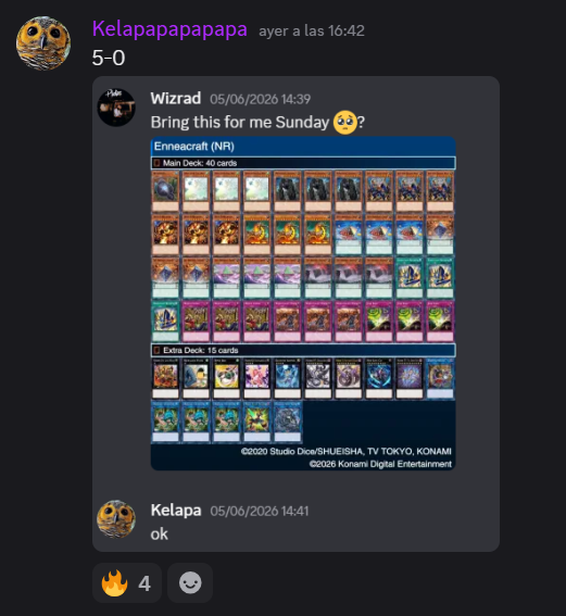 MMonocromatic's tweet photo. #NRFormat #NRJP #遊戯王マスターデュエル
Tournament Report
We had a 5 rounder this time: People were excited about a new full archetype!
Enneacraft has the power to turbo out Deus-X Krawler. The most fun part was that it was a list from another player, congrats @KelapaKelaping 🧵 https://t.co/BJiv1goqD2