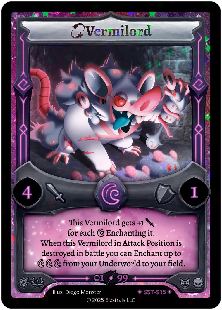 DiegoMonsterLab's tweet photo. Estuve a cargo de crear el arte para las cartas de "Stellar Vermilord" y "Stellar Twilix" para @Elestrals 🐁👻 https://t.co/o9qAk51DkD