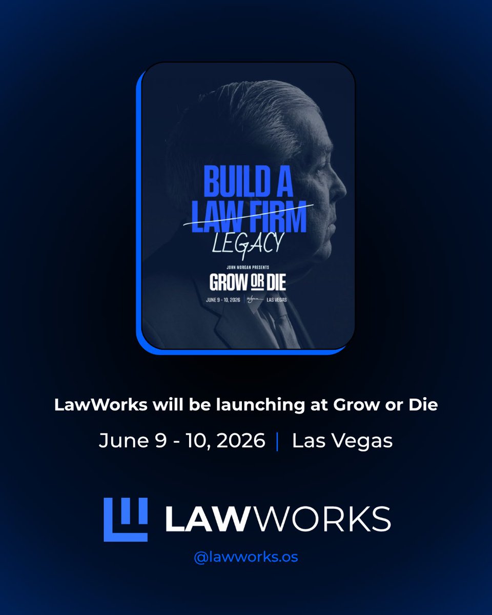 TORKLAW's tweet photo. ⚖️ The old way is out. AI-native legal operations are in.

Outdated systems, endless paperwork, and inefficient workflows are being replaced by smarter technology built for the future.

TORKLAW is live in Las Vegas and FIRED UP for the official LawWorks launch on June 9, 2026. 🔥💪

We’re ready to embrace AI, move faster, and help shape the next generation of legal operations.

Access opens after the Grow or Die Conference. Stay ahead of the curve. ⚡

#LawWorks #LegalTech #AI #GrowOrDie #PersonalInjury