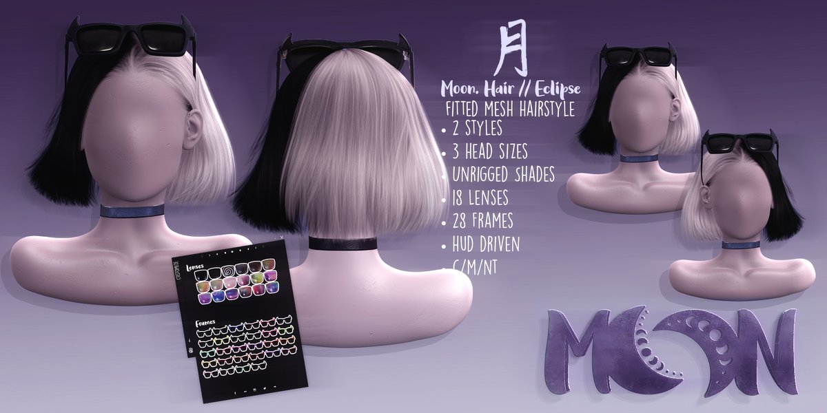 MoonSalonSL's tweet photo. Available 6.15.26 at Kustom9

Moon. Hair // Eclipse
• 2 Styles
• 3 Head Sizes
• Unrigged Shades
• 18 Lenses
• 28 Frames
• DUO Colour Options
• HUD Driven
• Styler &amp; Accessories HUDs Included
• c/m/nt

Be sure to try a demo ❤️ https://t.co/VOkOXz7CXF
