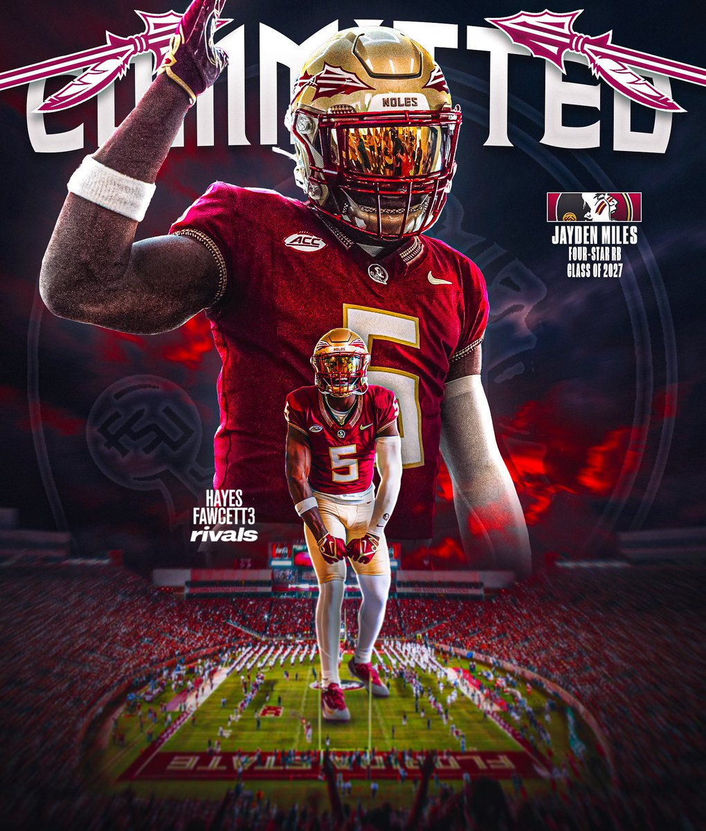 Hayesfawcett3's tweet photo. BREAKING: Four-Star RB Jayden Miles has Committed to Florida State, he tells me for @Rivals

The 6’2 210 RB from Baton Rouge, LA chose the Seminoles over Ohio State and LSU

“Thank God For Every Opportunity Let’s Get It Nole Family🍢💯” 
https://t.co/hSqKvSjRIG https://t.co/5kTwrsQ4oR