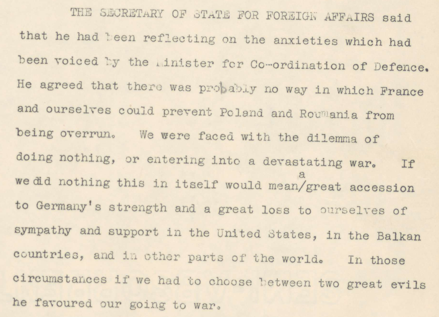 AFGuidesHD's tweet photo. @allandray08 @SilenceInPolish We didn't go to war for Poland, we went to war for Anglo-American relations. Pic related is the Cabinet Meeting of 27 March 1939, 3 days before giving the unilateral guarantee to Poland. https://t.co/NXxWkc0NFy