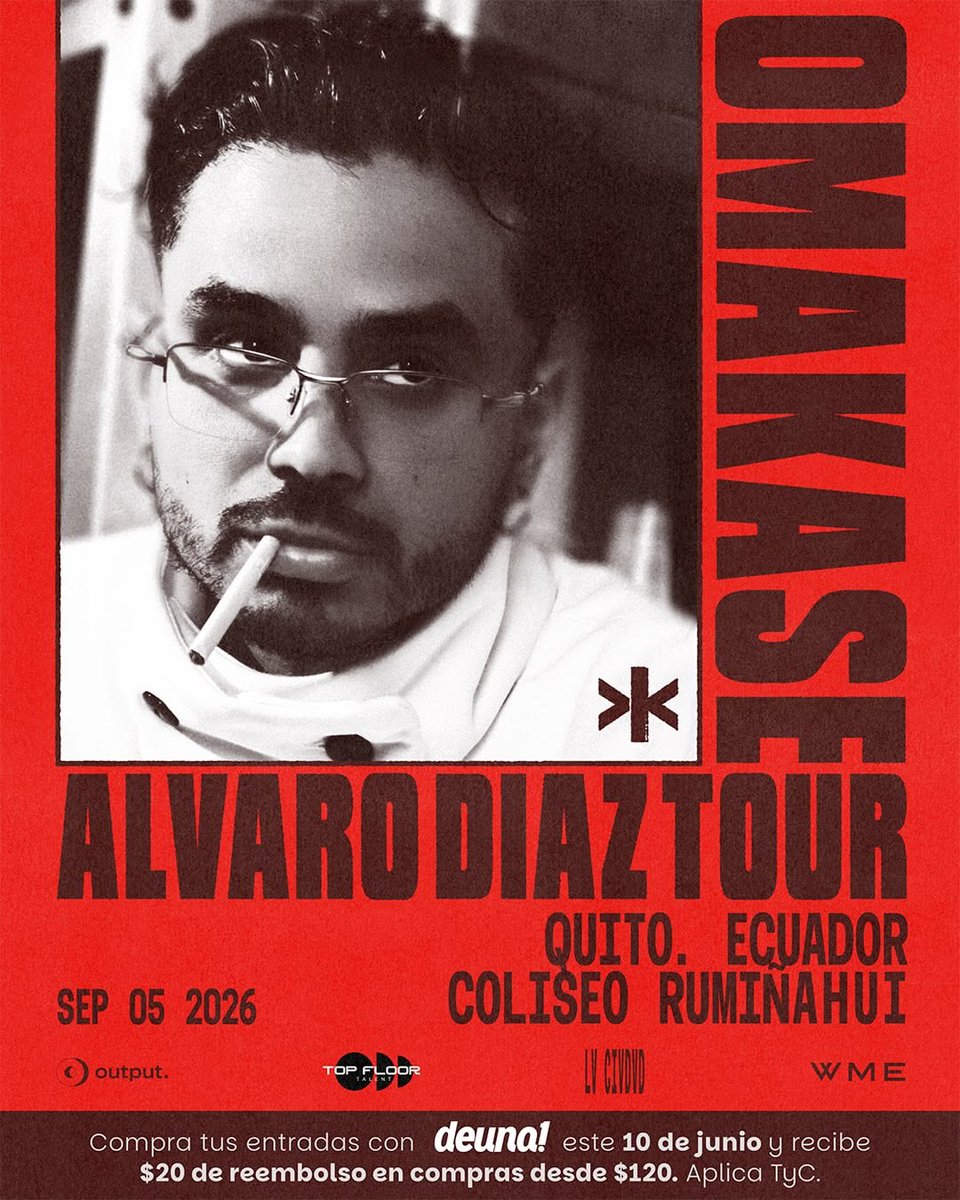 guambraconcert's tweet photo. Llega el "OMAKASE TOUR" de ÁLVARO DÍAZ a Ecuador.

🗓QUITO: 5 de septiembre
📍Coliseo Rumiñahui

🗓GUAYAQUIL: 6 de septiembre
📍Coliseo Voltaire

🎟️Preventa artista: mañana
🎟️Preventa deuna!: miércoles,10 junio-10am
🎟️Venta general: jueves,11 junio-10am

🔗https://t.co/dZ4IHv5zXP https://t.co/OsedEkLHjT