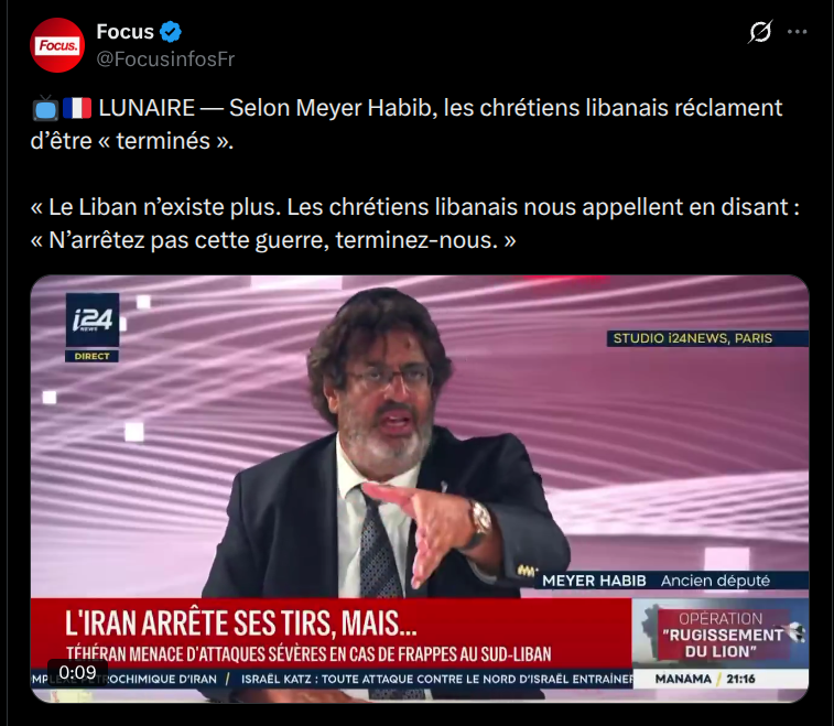 Manouck44's tweet photo. En prétendant que les chrétiens du Liban appellent une force armée étrangère à détruire leur propre pays Meyer Habib utilise un narratif qui tente de réactiver la stratégie des années 1980...
Propagande coloniale et anachronique.
@karimbitar ? https://t.co/O9lbwzkcNH
