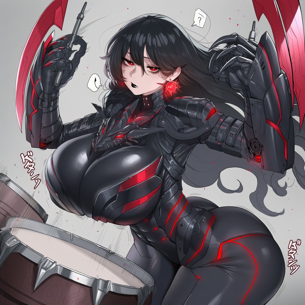 Dont_Chama_'s tweet photo. 🌹: Well, since like there was an obvious winner~ Dont you think, dear Abeloth~?

🖤: Indeed, Queen Dont. Seems like 'tis mortals really liked the Sylph.

🌹: I honestly though that the others would stand a chance, but this was a huge defeat! Not even Ursula, the grumpy shortstack hag, nor Orphelia, the shy fae mage, were as popular as our goth tall mommy~

🖤: Thee mortals seem to have a type.

🌹: Truly~ Anyways~ Let's present our dear winner~! Drumrools please~!

🖤: ... We dont know how to... Hm... Fine. We'll try.

🌹: Aaaaand~ Here it is~! The one and only Sylph of Darkness~! HADES~!!!! WUHUUUUU~!

... Greetings. I am Hades. This Demon presented me already though. Nice to meet you, human- No, there are more than just humans... Then... Mortals perhaps? Yeah, that's better.

🌹: Demon QUEEN~ Ejem~ So~ Hades will be the face of the account from now on until next change~ Fufu~ Hope you like her~ Although... Something's lacking... Ah~! Yeah! Hades!

What is it, Demon?

🌹: Show your tits!

... Ha... My Master told me to obey you... So... Fine. Here you have, mortals, enjoy this unreachable view that only a few has the power and prievilege of touching. 

I'll be on your care... No, you'll be on my care.