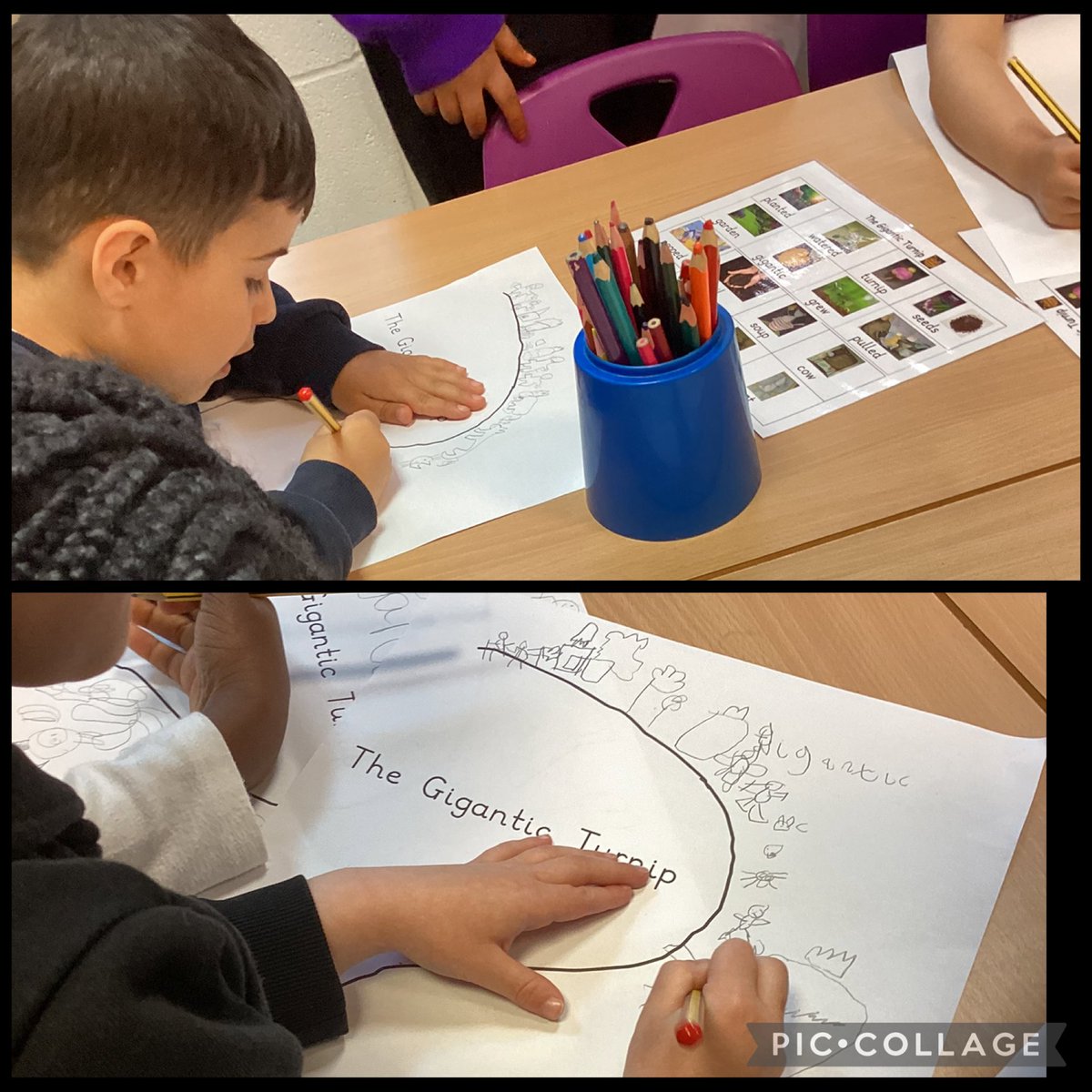 HolyFamilyL8_FS's tweet photo. We made story maps showing the sequence of the story ‘The Gigantic Turnip’ and labelled the characters from the story. https://t.co/78uHBHIym4