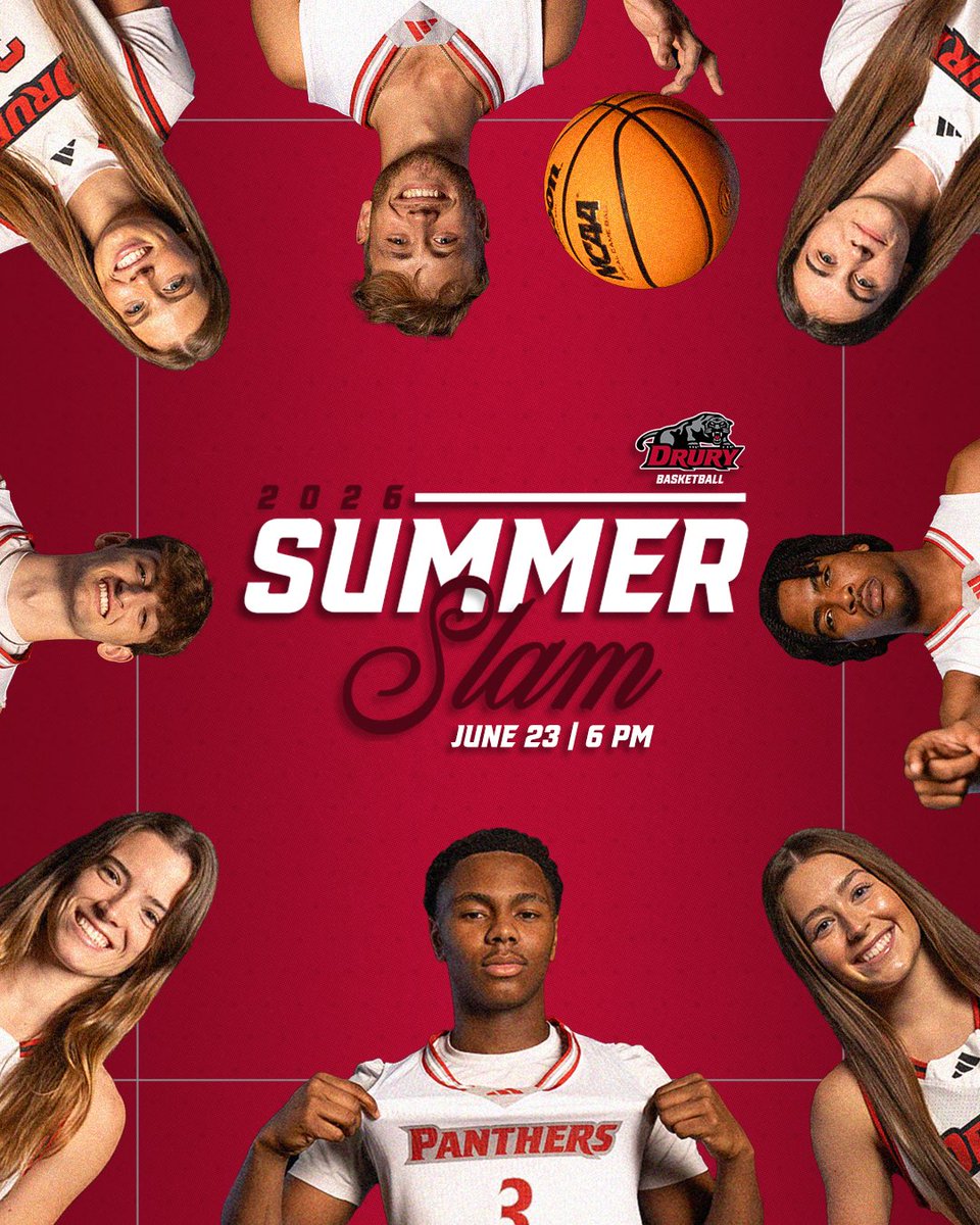 drurypanthers's tweet photo. As a thank you for an incredible season, all are welcomed to join us in The Lair on Tuesday, June 23, at 6:00 PM for a free dessert social and a chance to hang out with the men’s and women’s basketball teams.

This Summer Slam event is open to all fans to come mingle, meet the players, and celebrate this past season. We hope to see you there!

#OneDrury