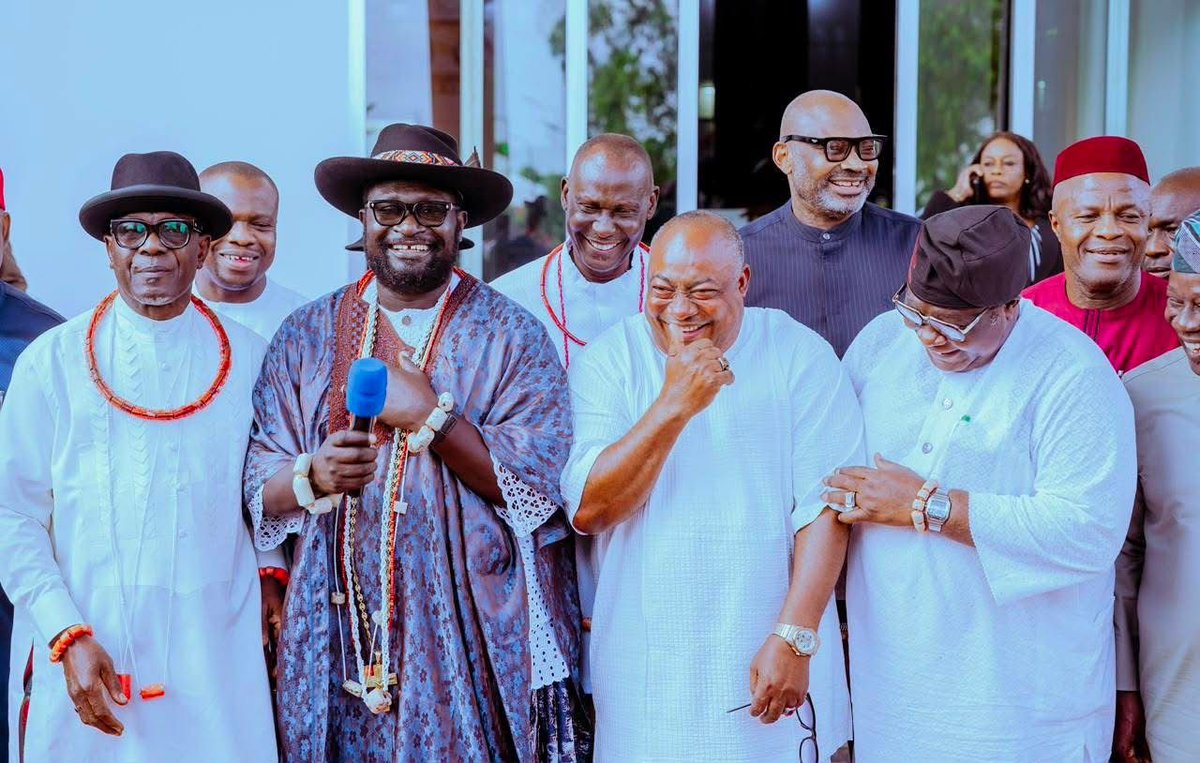 KCENTERPRISE2's tweet photo. By bringing together the leaders of the Itsekiri, Ijaw, and Urhobo ethnic nationalities for an emergency stakeholders meeting, Governor @RtHonSheriff is demonstrating that sustainable progress can only be achieved when dialogue replaces division
#deltastate 
#warri 
#AHOF 
#paofc https://t.co/F9QHtnIGEZ