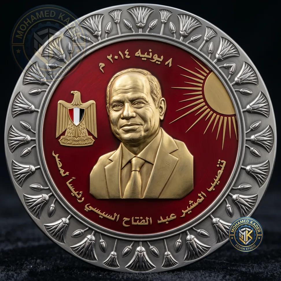 JessyYusry's tweet photo. عملة تذكارية معدنية عليها صورة الرئيس عبد الفتاح السيسي بمناسبة ذكرى تنصيبه رئيسا للجمهورية ٨ يونيو ٢٠١٤ م 

#شجع_مصر https://t.co/rU9QDWh0wP