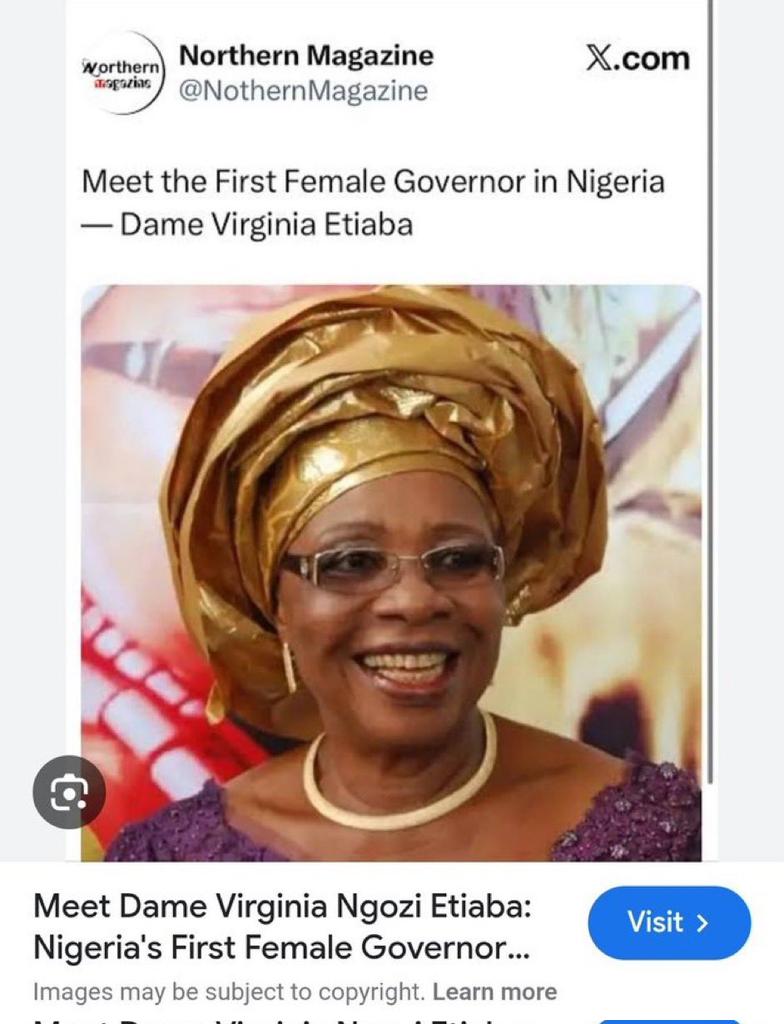 PNawfor's tweet photo. @oMoTonsore For ur mind before you make this post you believe you have find what no body has found! well u are still in nursery school when this woman became the first female Gov in history of our country https://t.co/TLhcGi70HY