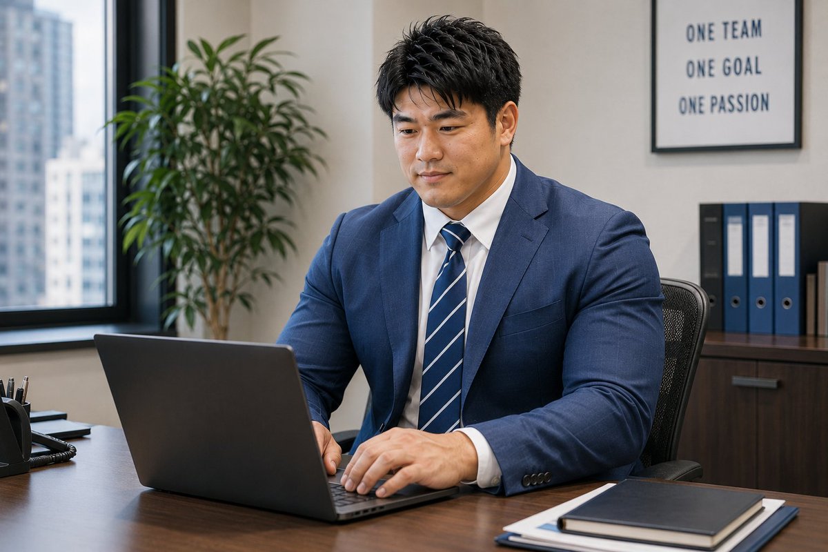 熊谷。大きな体格、穏やかな笑顔。その存在感は、街中でもオフィスでも