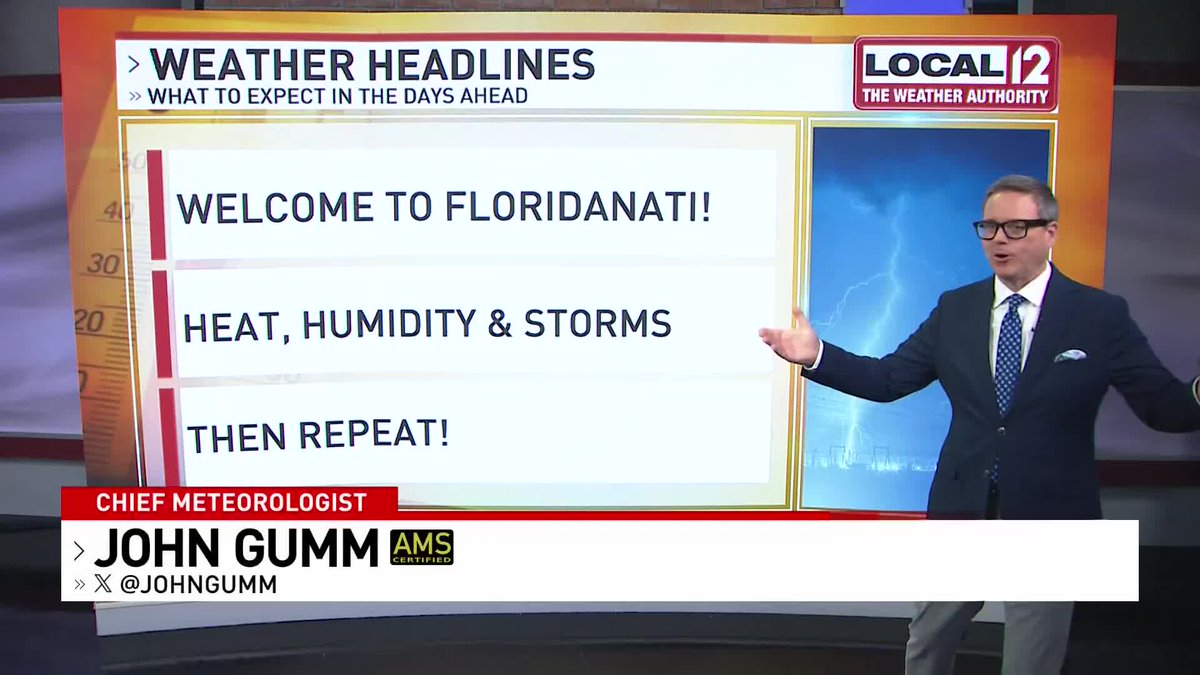JohnGumm's tweet photo. Welcome to 'FloridaNati' people! 🥵🌦️

✅ Heat, Humidity, Storms
✅ Repeat 

@Local12 https://t.co/NALTK3GG7N