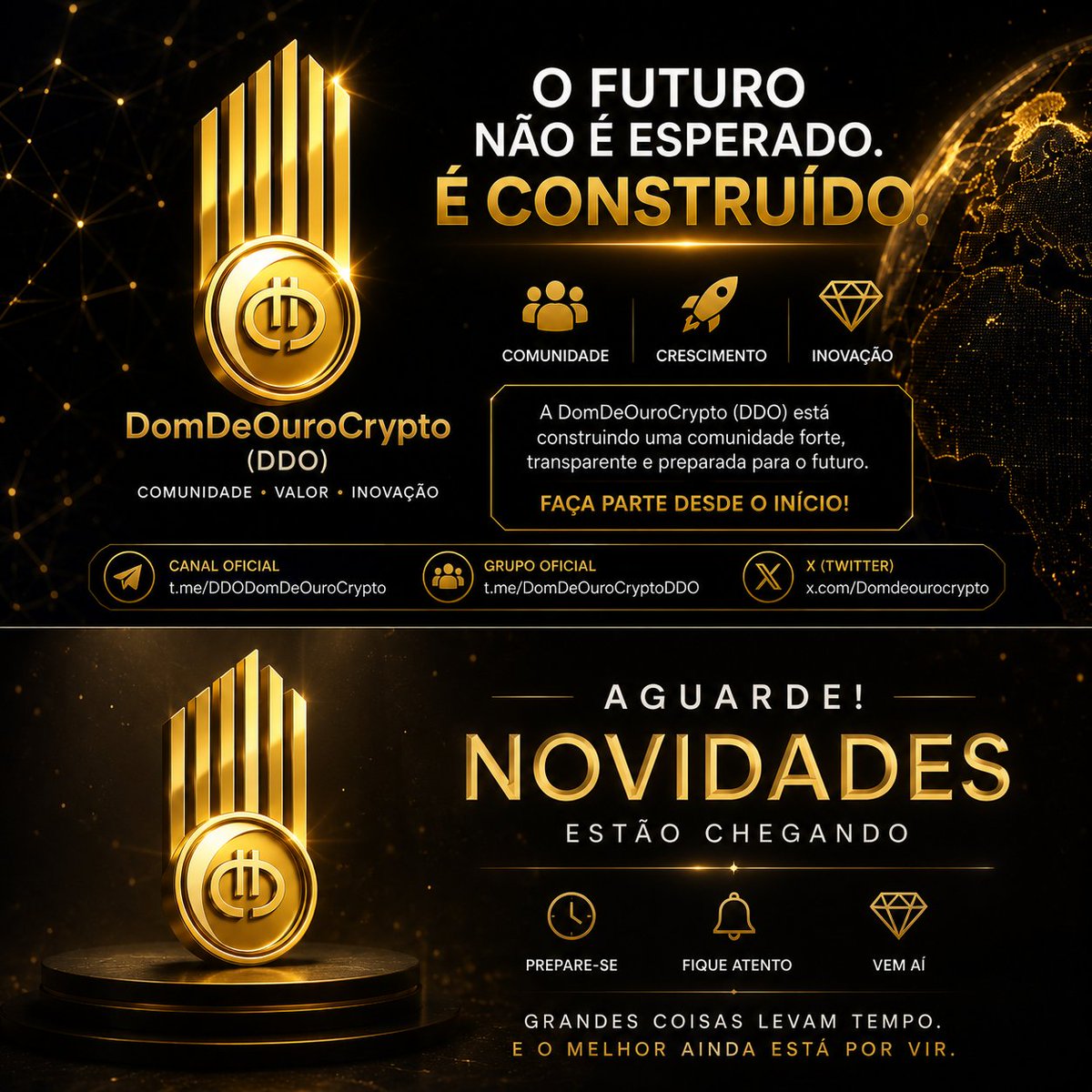 Domdeourocrypto's tweet photo. 💎 Aguarde!

🚀 Novidades estão chegando para a comunidade DDO.

Estamos construindo algo especial e o melhor ainda está por vir.

👀 Fique atento.

#DDO #DomDeOuroCrypto #Blockchain #Web3 #Crypto #Comunidade 💎🚀🥇 https://t.co/VUbA2wy0jQ