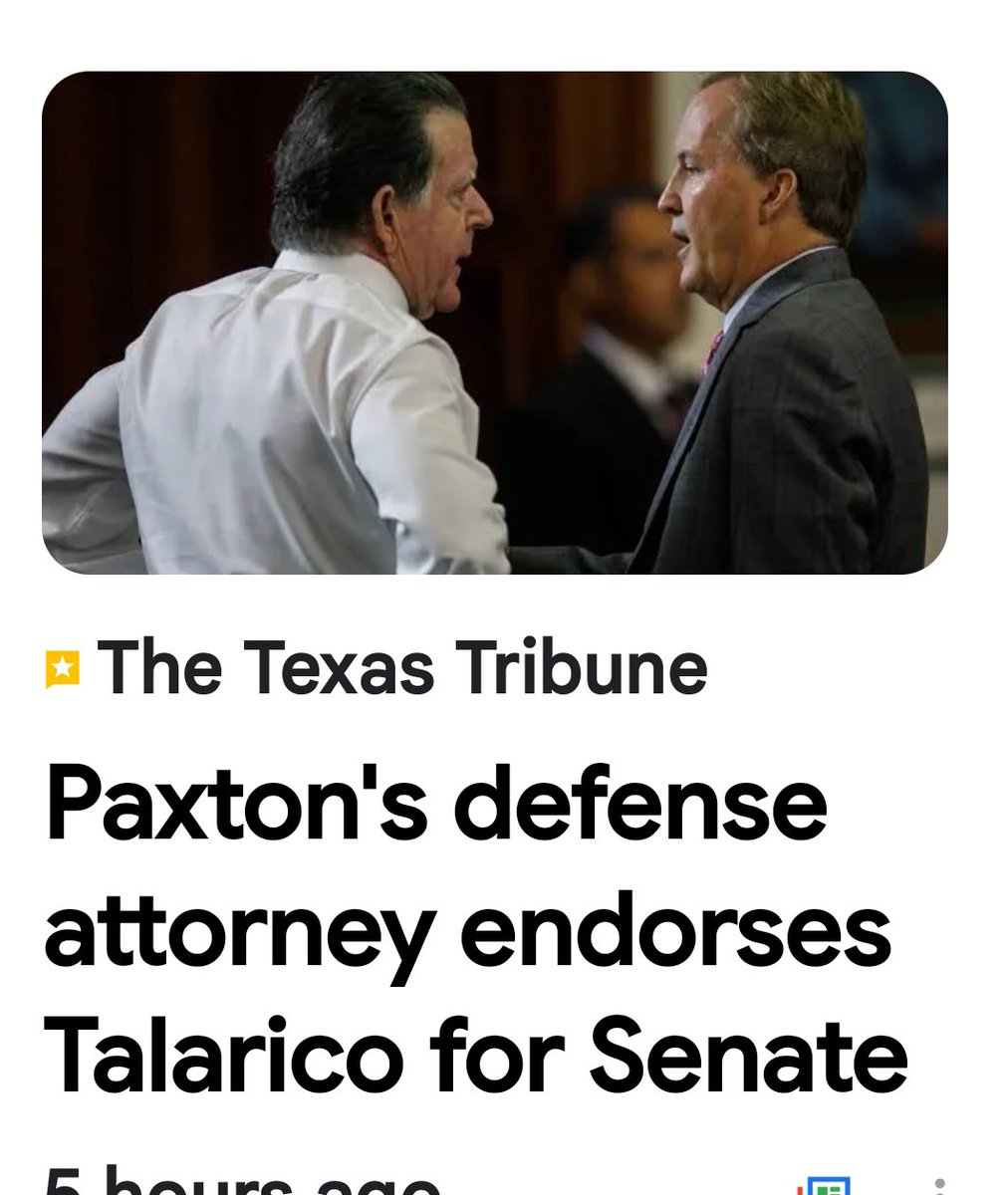 TMcentire66412's tweet photo. LOLOLOL 🤣😂🤣 You COULDN'T Make This UP!!! PAXTON'S OWN DEFENCE ATTORNEY  ENDORSES TALIARICO!!! He Knows What's In That CLOSET!!! https://t.co/jusQsBuTWH