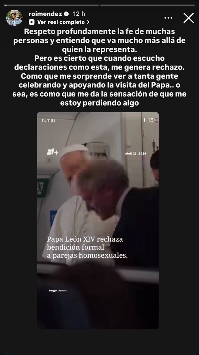 rafalozzz's tweet photo. 📲 ROI MÉNDEZ expresa su rechazo hacia las declaraciones de LEON XIV sobre las parejas homosexuales. https://t.co/sQBo4N9LrC