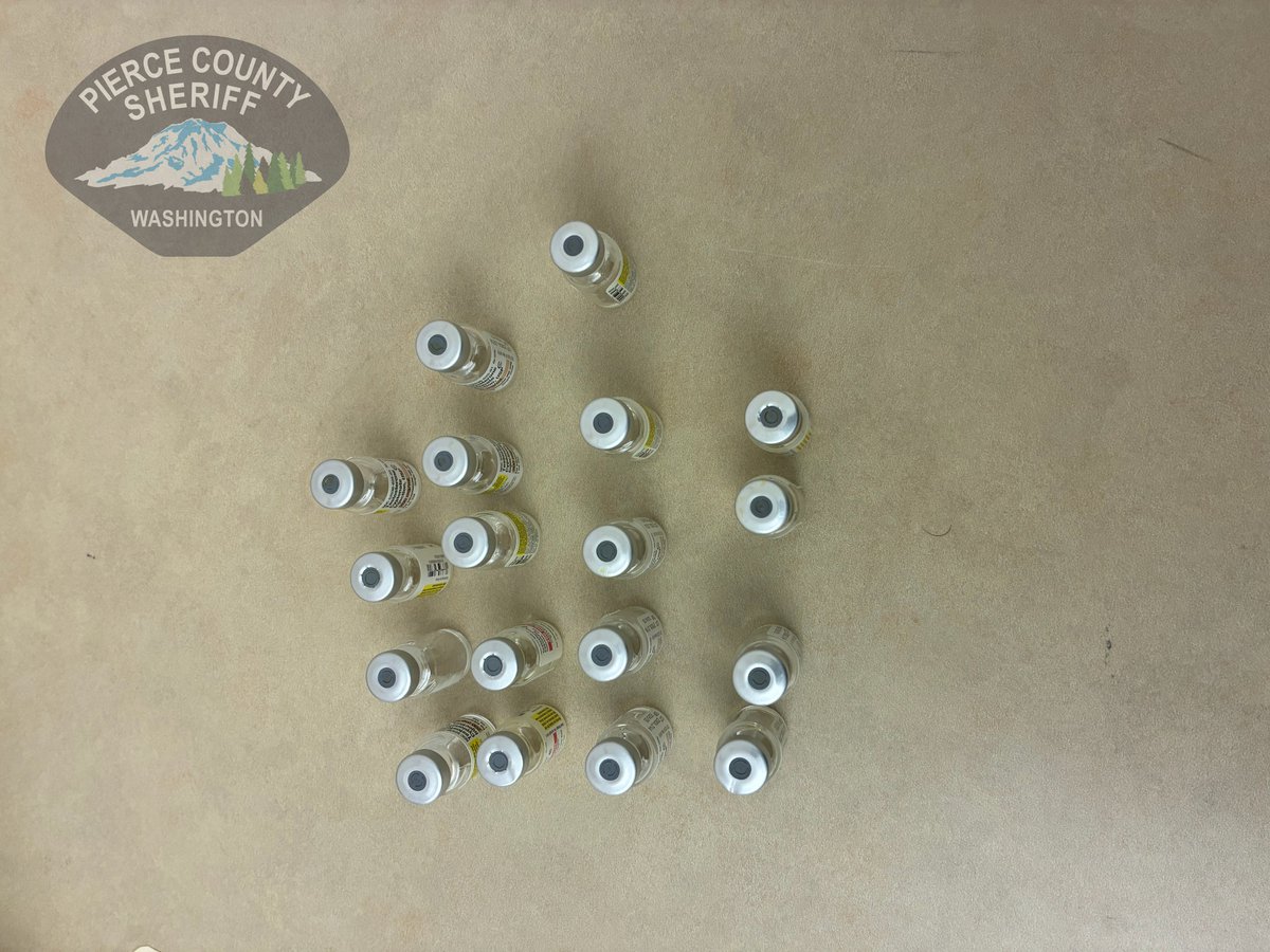 BrandiKruse's tweet photo. Pierce County Sheriff Keith Swank was not playing around. His detectives seized the testosterone vials this morning. We've obtained these images. A key question will be whether they belong to a teacher or student. https://t.co/LI1E03cr6c