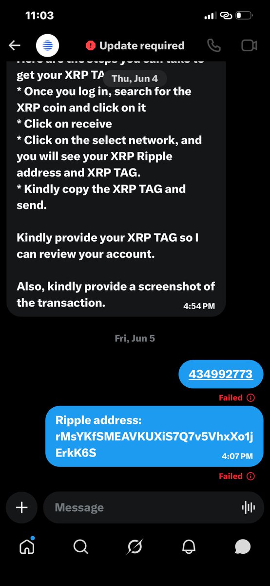 0daukile's tweet photo. @roqqupay Screenshot of my dm. My response to your dm keeps failing https://t.co/0MXaQ0S6QB