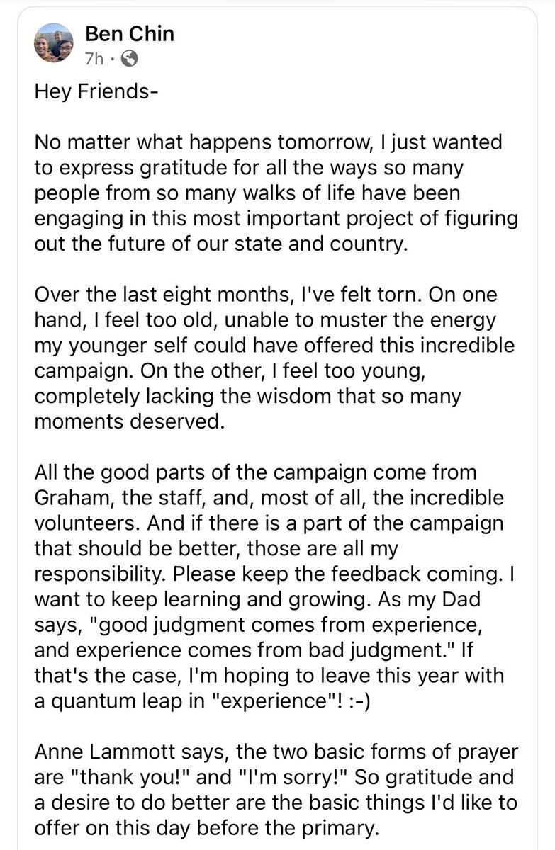 aobrien2010's tweet photo. Graham Platner’s campaign manager Ben Chin’s pre-primary message. https://t.co/k48VJbfDL7