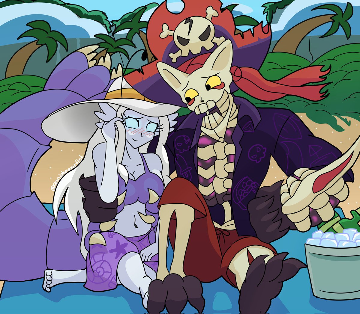 genieheroartist's tweet photo. A beautiful date on the beach ✨ I adore this couple, Pirate Master (Jack) and Empress Siren (Iris)  ✨✨✨

Beautiful couple and commission by:@45Poster27838

#fanart #rkgk #waifu #artmoots #digitalart #art #commisionopen #comisionesabiertas #sketch #シャンティ #shantae https://t.co/GyLNwMSOZz