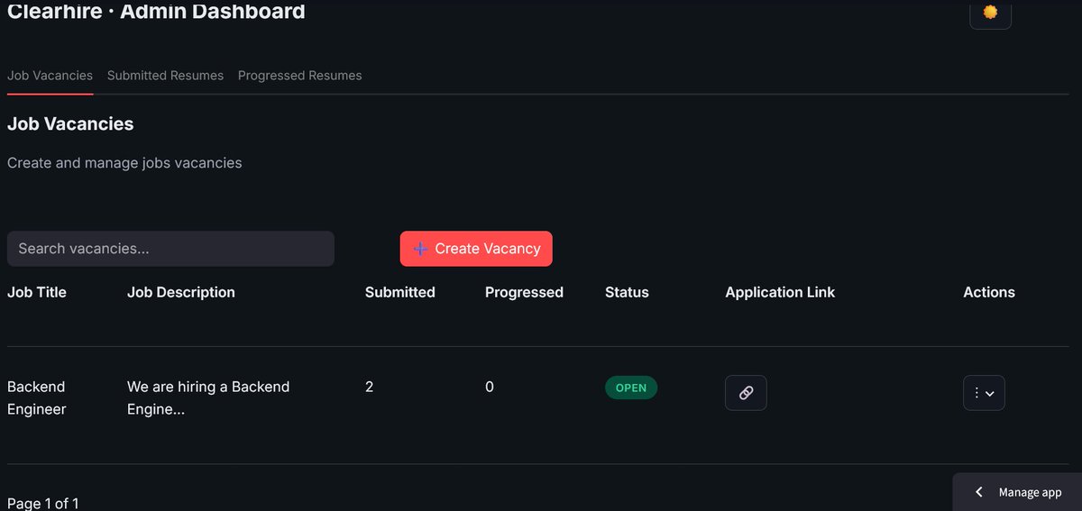 dev_omaFrank's tweet photo. My friend pulled an all-nighter manually vetting CVs to send interview emails by morning.

That pain inspired ClearHire, an AI that screens, scores and ranks candidates the moment they apply.

No more late nights for HR Managers. Interested? 
DM me OR Drop a comment.👇 https://t.co/w26X2sUjnr