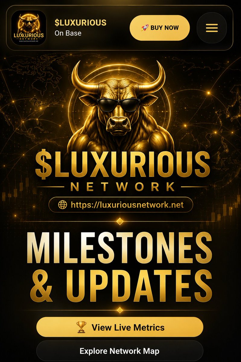 LuxuriousOnBase's tweet photo. 🚀 We keep building.
🌐 https://t.co/0ZlLnxupGj

To improve transparency and keep our community informed, we have launched a new Milestones & Updates section on the LUXURIOUS NETWORK website.

🏆 Important milestones
🔥 Burn announcements
🌐 Network expansion updates
🤝 New partnerships
📈 Major ecosystem developments

All key updates will now be documented and easy to follow in one place.

💎 Building a stronger, more transparent and community-driven network every day.

🌐 https://t.co/aTad5jQWqp

@base @baseapp @Base_EUR @pepe_unchained #Web3 #DeFi #Bitcoin #Crypto #MemeCoin #Ethereum #LuxuriousNetwork