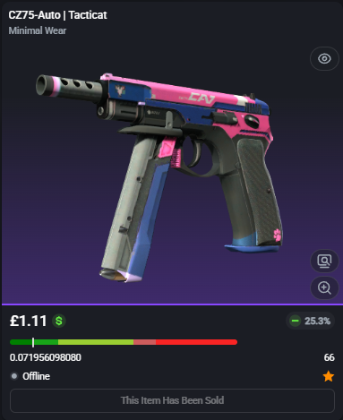 adsyyycs2's tweet photo. D'VA Lookin ahh skin always brings me big profits🤣

0.07 CZ75-Auto | Tacticat
✅FLIPPED✅

➡️Bought for: £1.11
➡️Sold for: £1.62

After fees, that's a total profit of £0.49 (44.33%)🤑💵

#csfloat #cs2 #csgo #counterstrike #skins #trading #flipped #profit #roadto5k https://t.co/3hHfhZEeXz