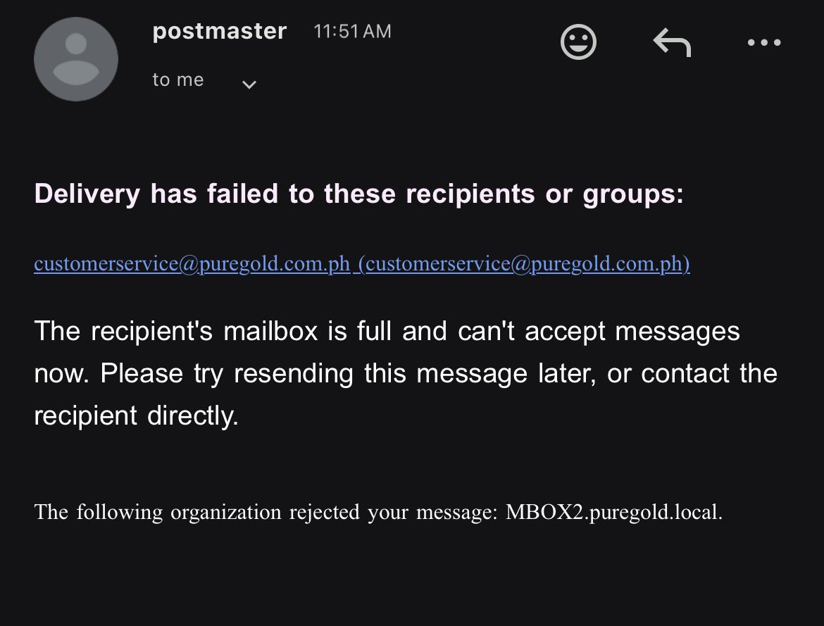 lydigests's tweet photo. @Puregold_PH Nagfollow up po ako kanina lang, full na daw po inbox niyo. Rejected na po email @Puregold_PH 

#PuregoldOPMConGenerations2026
#AlwaysPanalo https://t.co/RUlnOJZzdi