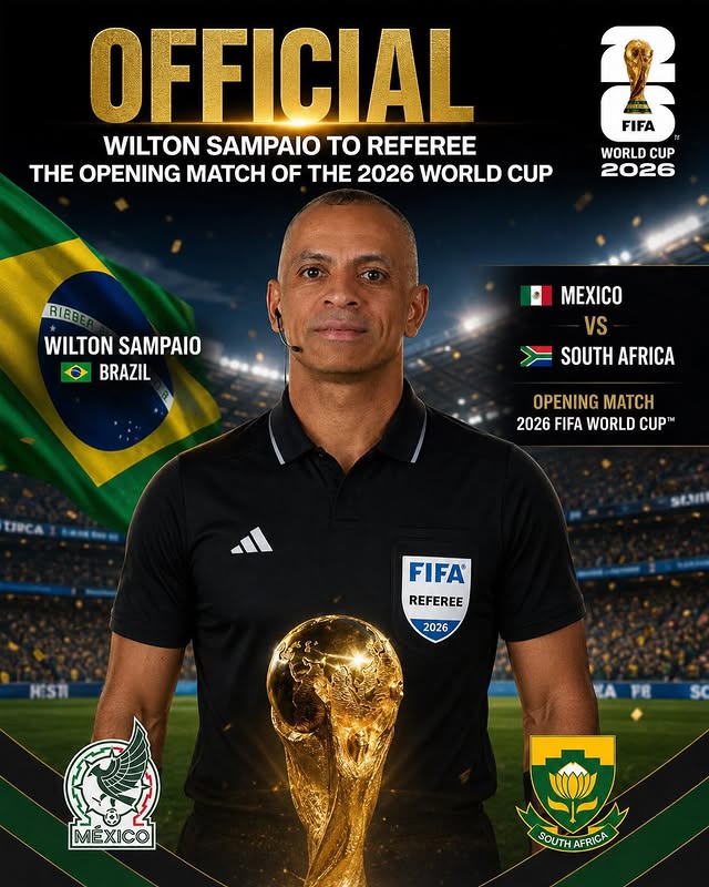 refereestore's tweet photo. Wilton Sampaio ha sido designado para arbitrar el partido inaugural de la Copa Mundial de la FIFA 2026 entre México y Sudáfrica.

Un gran momento para el oficial brasileño al ganar el honor de hacerse cargo del torneo de levantar el telón en el escenario más grande del fútbol⚽️ https://t.co/NlLFrj9tFT
