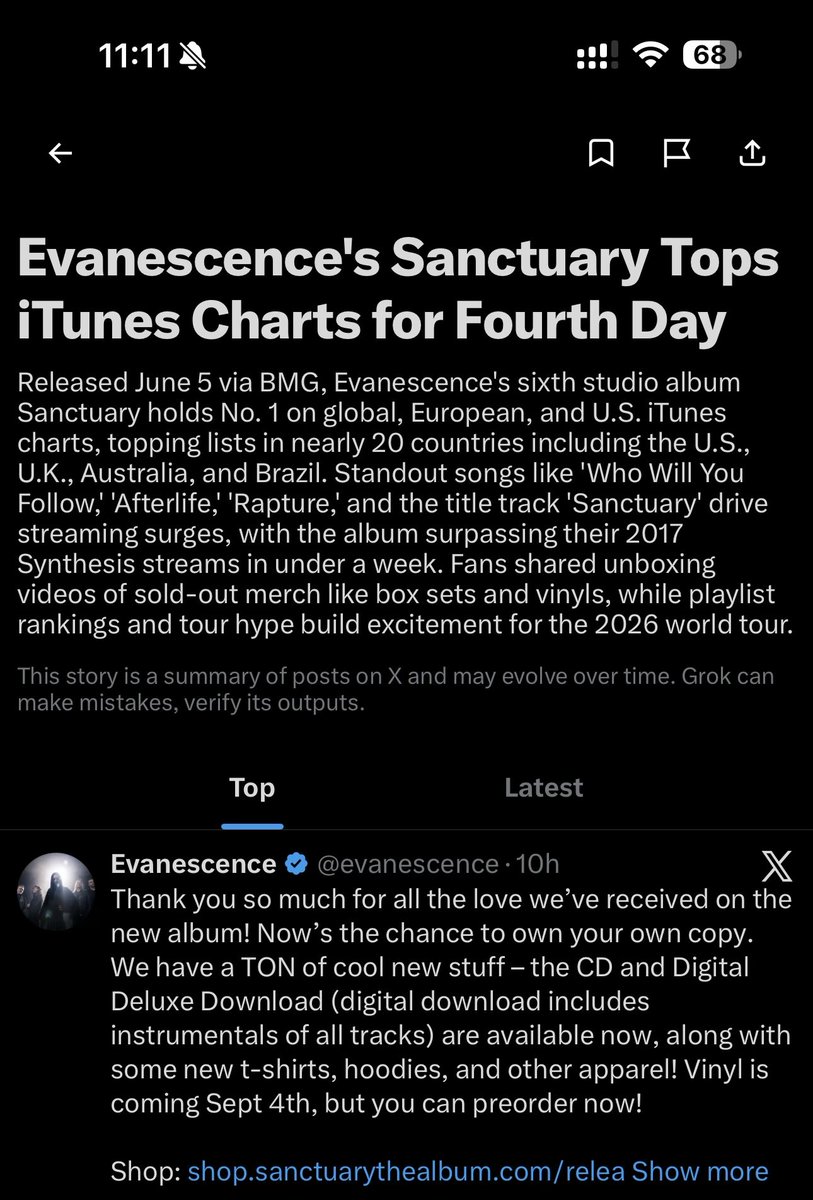 EvPhilippines's tweet photo. Trending today! Congratulations @evanescence 👏👏👏 Now on its 4th day! 👊 https://t.co/gF38eOoCoe