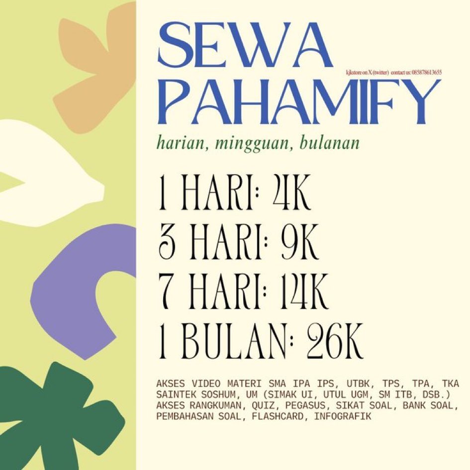 kjkstore's tweet photo. good morning! open order sewa pahamify prime utbk &amp; ujian mandiri

💷: bca, qris, all e-wallet
📞: https://t.co/41bJWwaU7F or dm @kjkstore
⭐ 4500+ testi: https://t.co/3Rks561nV3

t. mipi mipy rg snbp snbt gapyear saintek soshum tps tka simak ui utul ugm sm itb unpad zonauang https://t.co/SX8xreaVnJ