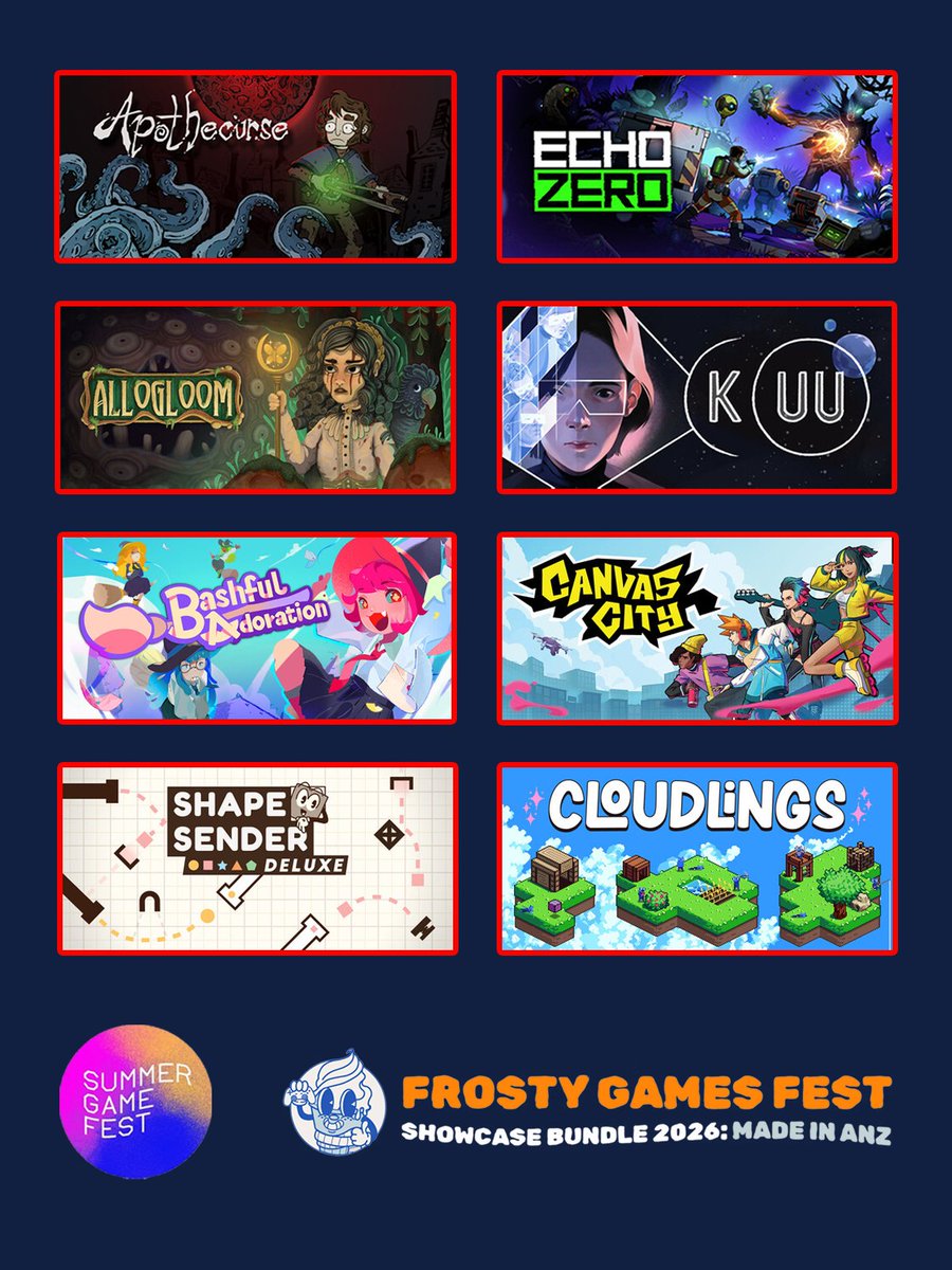 nzgda's tweet photo. There were some truly incredible games from New Zealand studios and creatives showcased at @frostygamesfest, part of @summergamefest 🌏 If you’d like to learn more about any of these games, or the Frosty Games Fest which showcases both NZ &amp; AU games, visit our link in bio! 🎯 https://t.co/nY35CKORY5