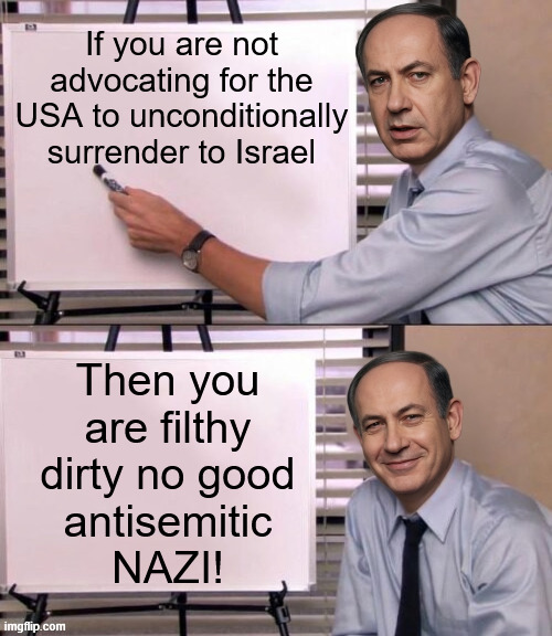 AlphaSoupNotSee's tweet photo. @Black_Pilled @Uncommonsince76 @Kitler512 Listen Amalek....

Unless you are actively advocating for the unconditional surrender of the USA to Israel you are an antisemite and always will be! https://t.co/Tg3IAYEZU7
