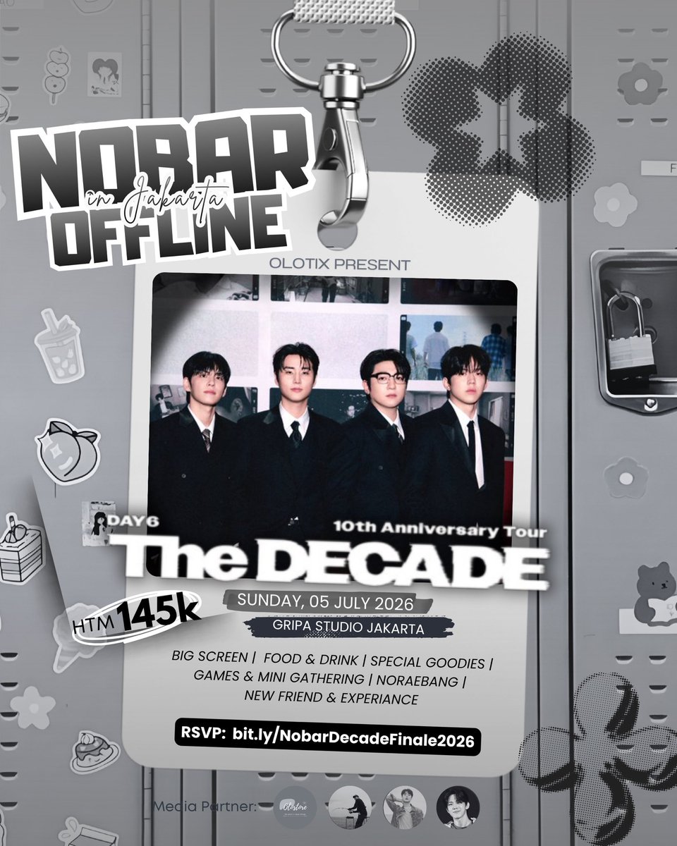 changumss's tweet photo. ꕥ ୨~ NOBAR OFFLINE THE DECADE FINALE DAY6 ~୧ ꕥ

📍Gripa Studio Jakarta
🗓 05 July 2026
🔗 https://t.co/IBJ6wX1hpN
✔️ Detail on pict &amp; More info DM @olotix_ 
❗️LIMITED SLOT❗️

˚୨୧⋆ it’s time to having fun with My Day in real life ꕥ

tags nobar encore myday https://t.co/H6jT2izJyY