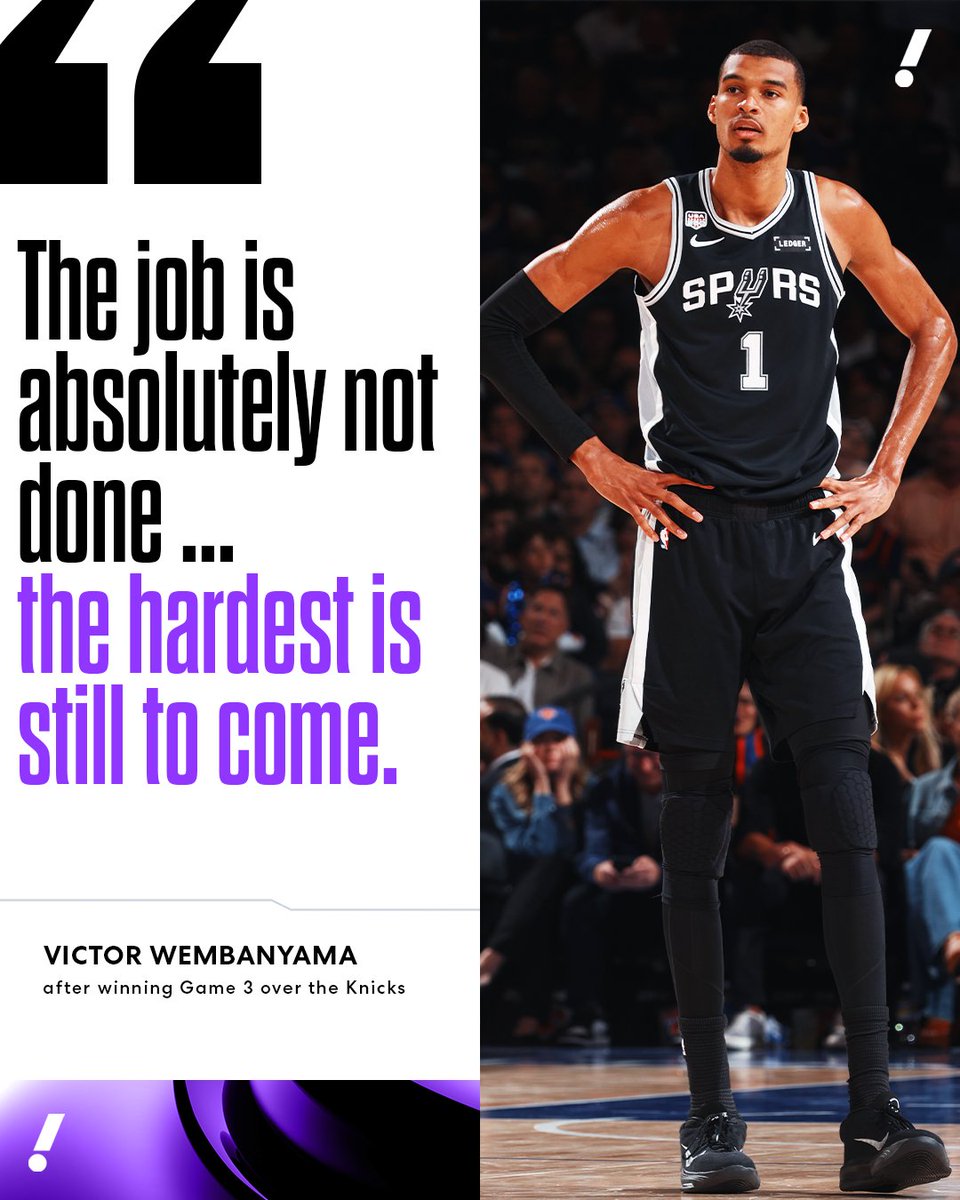 YahooSports's tweet photo. Victor Wembanyama after helping the Spurs get back in the series in New York 🔥 https://t.co/LMhMnJqTqa