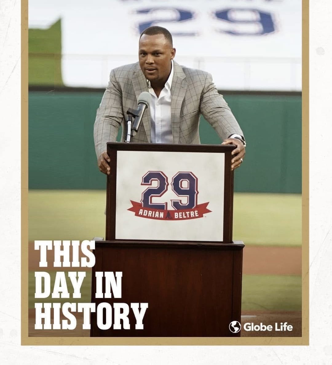 Nate_Miller86's tweet photo. On this day in 2019, No. 29 was forever immortalized. 

#Rangers ⚾️⚾️⚾️ https://t.co/6Sv1dP21BJ