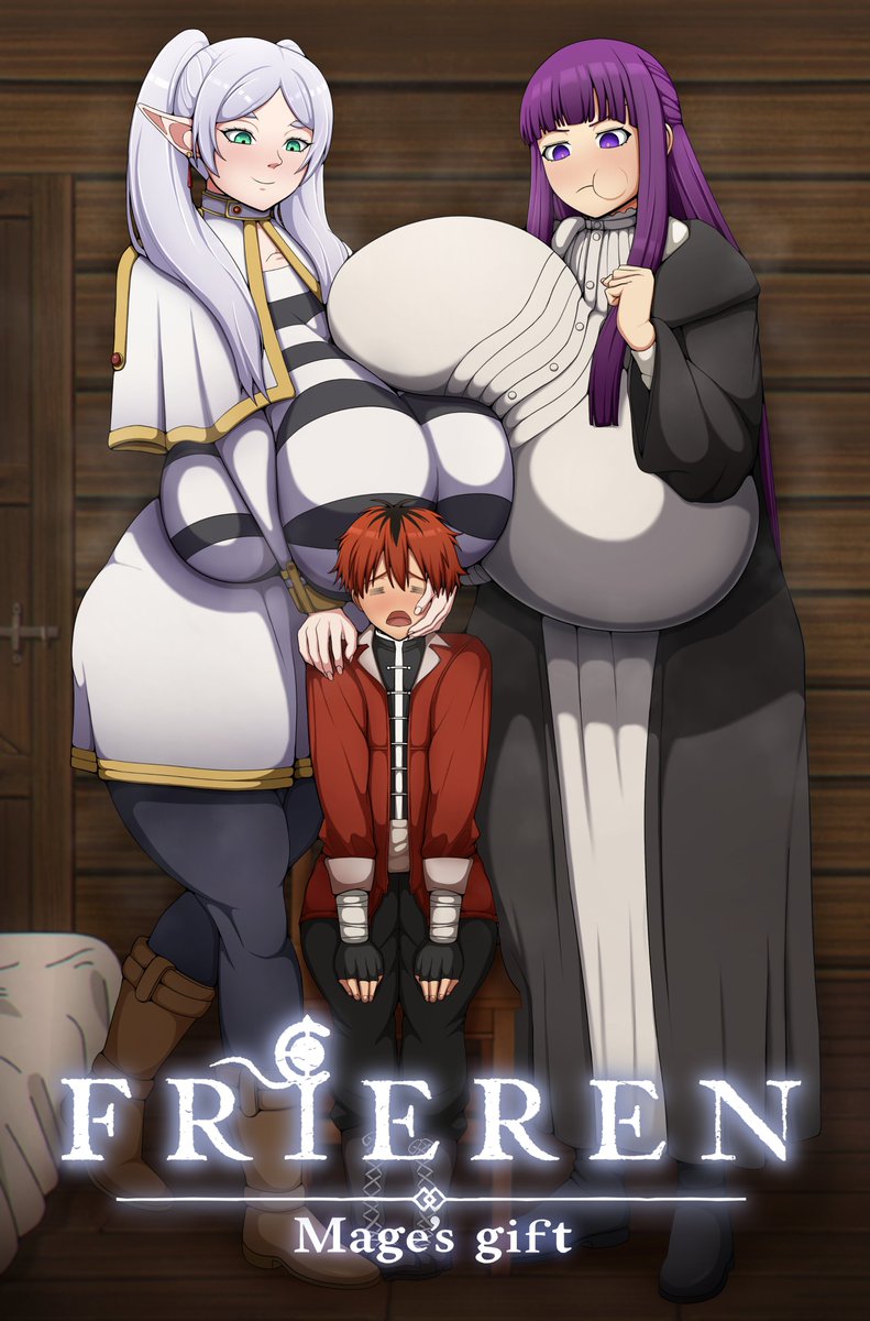 akachandrawing's tweet photo. New comic! This comic is titled:
"Frieren: Mage´s gift"
This will be the longest comic i´ve ever done, being dozens of pages long, so this comic will last many, many months! Expect some super hard escenes with size difference and Giant boobs! https://t.co/YNtV03n1GI