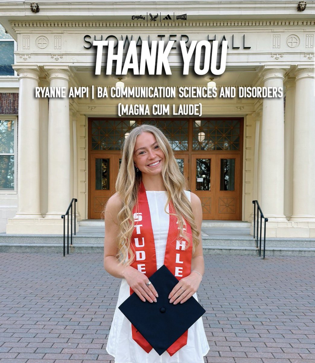 EWUSoccer's tweet photo. Graduation Week is here! 🎓🦅

We would like to thank Ryanne for her commitment to the Eagle family and wish her the very best in everything that comes next.

Ryanne graduated with a degree in Communication Sciences and Disorders, earning Magna Cum Laude honors.

#GoEags https://t.co/kMQUhnHStf