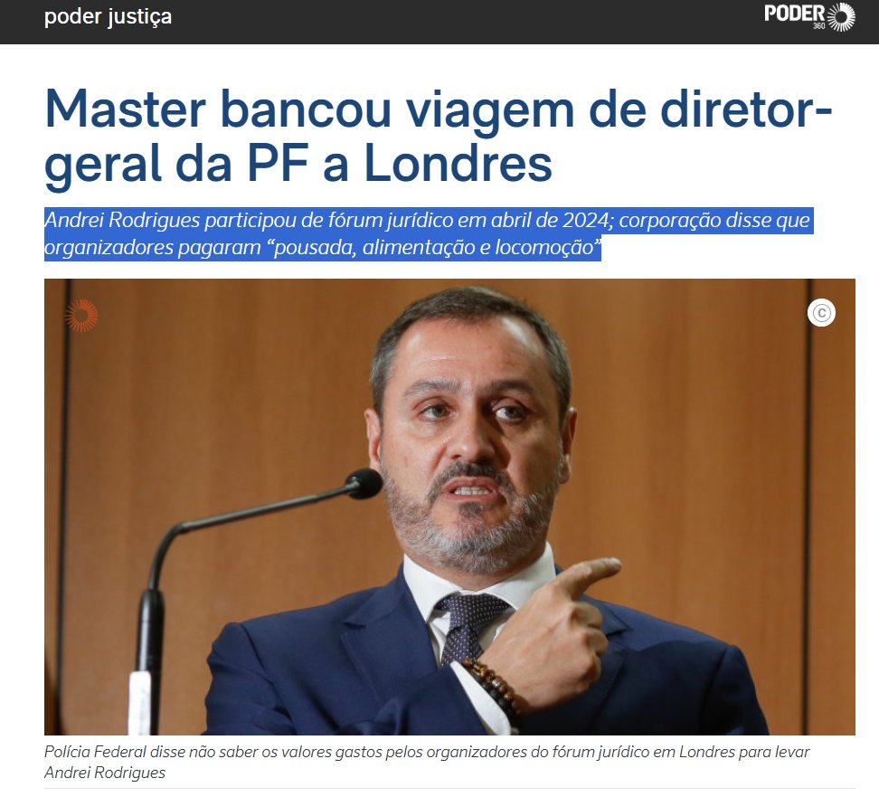 Luccas1964's tweet photo. O Banco Master, fundado por Daniel Vorcaro, bancou a viagem do diretor-geral da Polícia Federal, Andrei Rodrigues, para sua participação no 1º Fórum Jurídico – Brasil de Ideias, realizado de 24 a 26 de abril de 2024 em Londres.

Mas, como é indicado pelo Lula não vai dar em nada. https://t.co/PTEve2xIeU