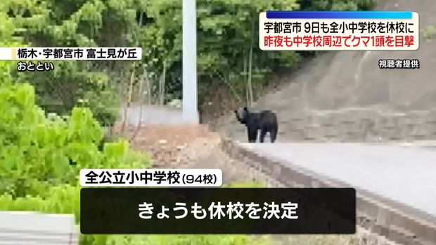 livedoornews's tweet photo. 【警戒】クマの目撃相次ぐ栃木・宇都宮市、9日も全小中学校を休校に
https://t.co/5p1D2qHQhs

8日午後7時ごろ、市内の中学校の近くで半日ぶりに目撃情報が寄せられ、警察官が午後9時すぎ、クマ1頭を現認したという。市は8日に続いて、9日も全ての公立小中学校94校の休校を決めた。 https://t.co/Na8luwKrcr