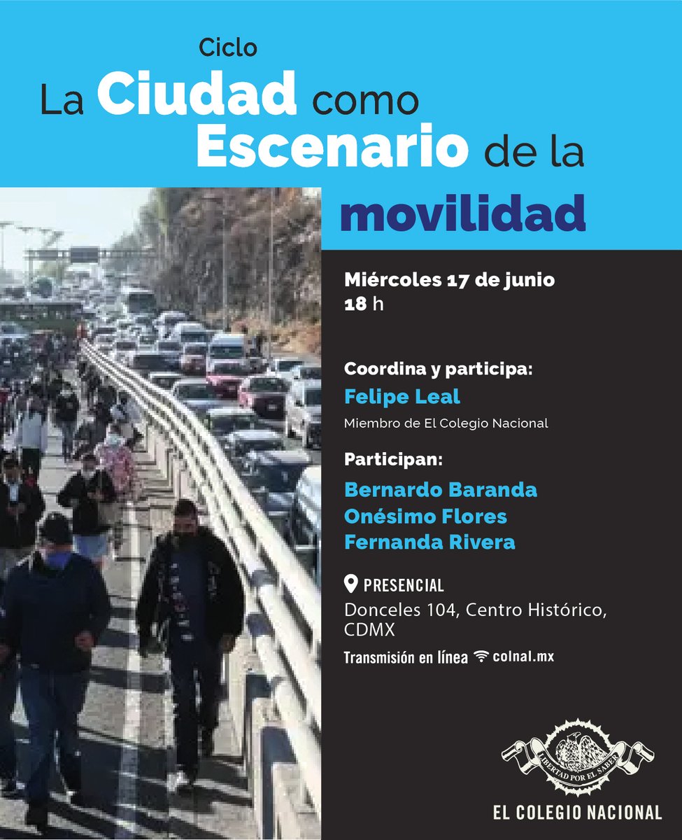 ColegioNal_mx's tweet photo. 🗓 Miércoles 17 de junio · 18 h
📍 Donceles 104 #entradalibre
🎙 Coordina: @FelipeLeal_Arq 
👥Participan: @BernardoBaranda, @oneflores y Fernanda Rivera 

👉https://t.co/Go0aNbBhi4 
 
#LibertadPorElSaber @seminariocultmx @Arquine @fundarqmx @faunam_mx https://t.co/OaxTxfA8ZW