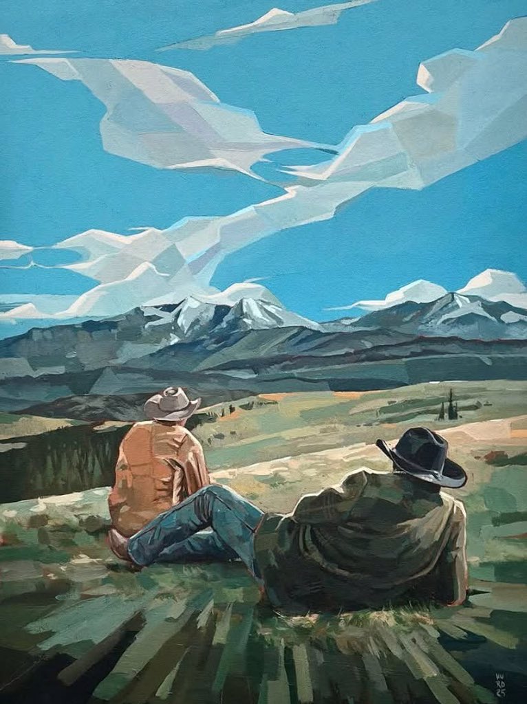 olgatuleninova's tweet photo. Anthony Hurd (American, b.1975) 
"Brokeback Mountain," 2025 
Acrylic on canvas 
24 x 36 in https://t.co/I0gwafYv3M