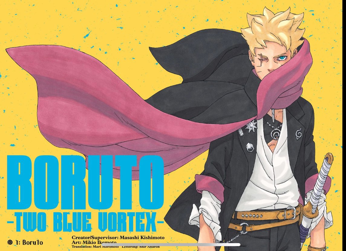 SimplyTroy2's tweet photo. Boruto two blue vortex Chapter 1 cover is still what I think is ikemoto’s Greatest drawing a close second being Kawaki’s volume 7 Cover. 

The realism, the weight of the clothes, his design, and it starting TBV is the cherry on top. The only issue is it’s sadly a double spread https://t.co/JB0qSzAI8y