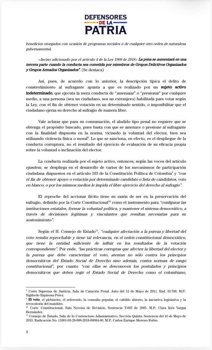 GermanCalderonE's tweet photo. 🔔🔔🔔 NOTICIA DE ÚLTIMA HORA: Hace unos minutos interpuse una denuncia penal ante la @FiscaliaCol por el delito de constreñimiento al sufragante partiendo de los elementos materiales probatorios y evidencias físicas y, del estudio riguroso y crítico realizado por el 
exsenador @Rodrigo_Lara_ publicado en días pasados, análisis que contrastó los municipios con resultados atípicos, anormales e
inverosímiles con los municipios identificados por la @DefensoriaCol como sujetos
a riesgos electorales de diferente nivel, según la Alerta Temprana 013 de 2015 que ustedes ya han venido conociendo en redes sociales. 

El presunto fraude electoral armado o lo que se ha denominado el “voto fusil” se constata en los departamentos de Cauca, Chocó y Nariño, perjudicados por el control criminal expandido bajo la ya mentada política de la “Paz Total”, con coincidencias alarmantes entre los resultados insólitos presuntamente favorables al aspirante del Pacto Histórico y las alertas emitidas por la Defensoria. 

Lean aquí la primera parte y en el siguiente X verán la segunda parte: